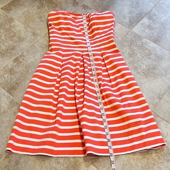 🆕 GAP Lee Sateen coral white stripe fit & flare strapless mini dress poc… - Picture 2 of 7